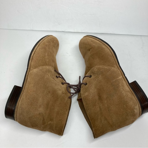 Via Spiga Ignia Booties Lace Up Tan Suede Flat Boots Camel 9 M - Picture 5 of 12